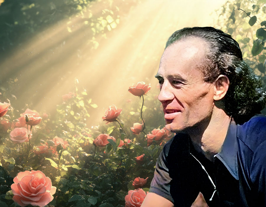 Bruno Gröning schaut liebevoll zum Himmel